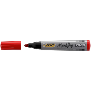 Bic Marking 2000 rosso punta tonda tratto 1 7 mm -Bic- fusto in plastica design conico inchiostro a lunga durata (conf.12)